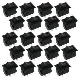 LUORNG 20-Pack Modern Light Switch AC 3A/250V 6A/125V 2-Pin I/O SPST Snap-in Mini Rocker Switch for Electronic Projectors & Home Repairs