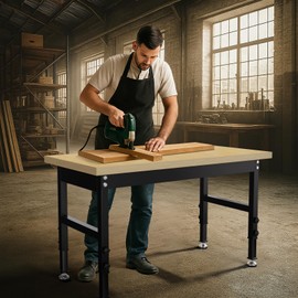 48” Adjustable Wood Work Bench, Heavy Duty Work Table for Workshop, Garage, 3000 Lbs Capacity