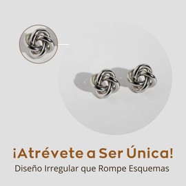Aretes de Nudo para Mujer en Acero Inoxidable con Chapado en Oro, Joyería Elegante y Duradera, Aretes Pequeños de Moda (Plata)