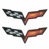 2Pcs C6 Corvette Emblem 2005-2013 Front Hood Rear Crossed Flags