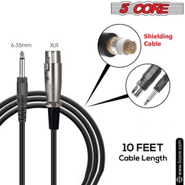 5 CORE Microphone Dynamic Vocal Handheld Mic Cardioid Unidirectional Microfono w On Off Switch + XLR Audio Cable for Singing PM 608