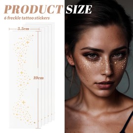 Hebterrka Pack of 6 Makeup Patches, Freckles Face Tattoo, Waterproof Temporary Artificial Freckles, Cute Makeup Accessories for Women, Faux Fake Freckles Tattoos