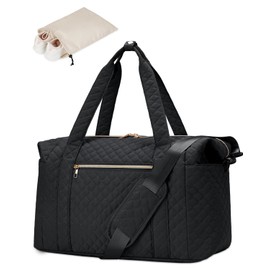 Ceneda Travel Duffel Bag for Spirit Airlines Personal Item Bag 18x14x8 Under Seat Weekender Overnight Bag with Wet Pocket & Shoe Bag Carry On Luggage for Women Men (Black)