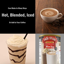 Caffe D'Vita Sugar Free Mocha Cappuccino Mix - Sugar Free Mocha Mix, Gluten Free, No Cholesterol, No Trans Fat, 99% Caffeine Free - 2 lb. (32 oz.) can