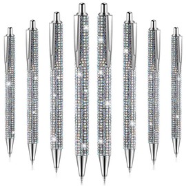 Lamsimoy 8Pcs Cute Pen Bling Diamond Pens Christmas Rhinestones Gift Metal Ballpoint Pens Fancy Sparkly Crystal Pens A
