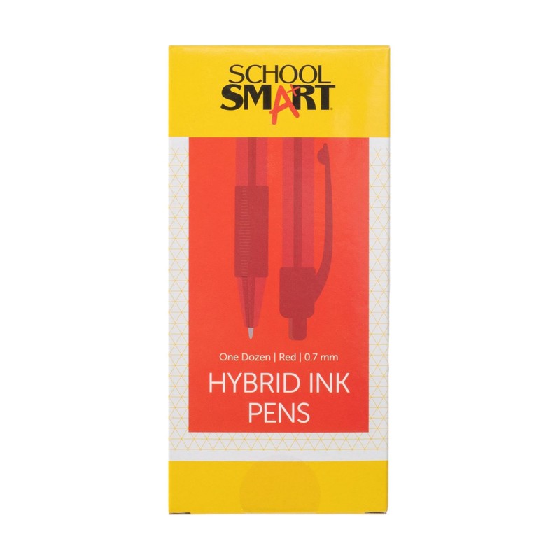 School Smart Retractable Hybrid Gel and Ink Pens, Red, Pack