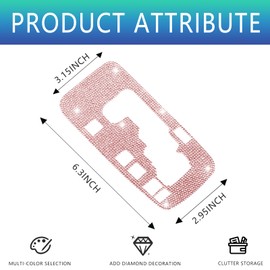 Luminuti Gear Shift Box Frame Cover Trim Sticker,Drill Stick Gear Shift Trim,Gear Shift Panel Decoration Cover Trim Stickers Compatible with Jeeps Wrangler, Car Interior Accessories (Pink)