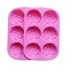 BargainRollBack OTHER MODL 2 Pack of X Large Rose Flower Ice Cube Chocolate Soap Tray Mold Silicone Party Maker (Ships from USA), Pink