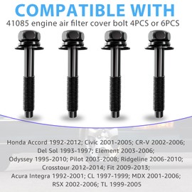 41085 Engine Air Filter Box Cover Screw Bolts-Compatible Air Cleaner Fasteners for Honda Civic,CR-V,Odyssey, Element Models-OE Part Numbers:90091-RAA-A00,90091-P36-000,41085 Select Acura (4 Pack)