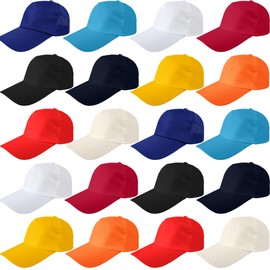 SGBETTER 20 Pack Baseball Cap Bulk Adjustable Baseball Hat Plain Sports Ball Cap Blank Hat for Adult Running Outdoor Activities, 10 Colors Multicolor