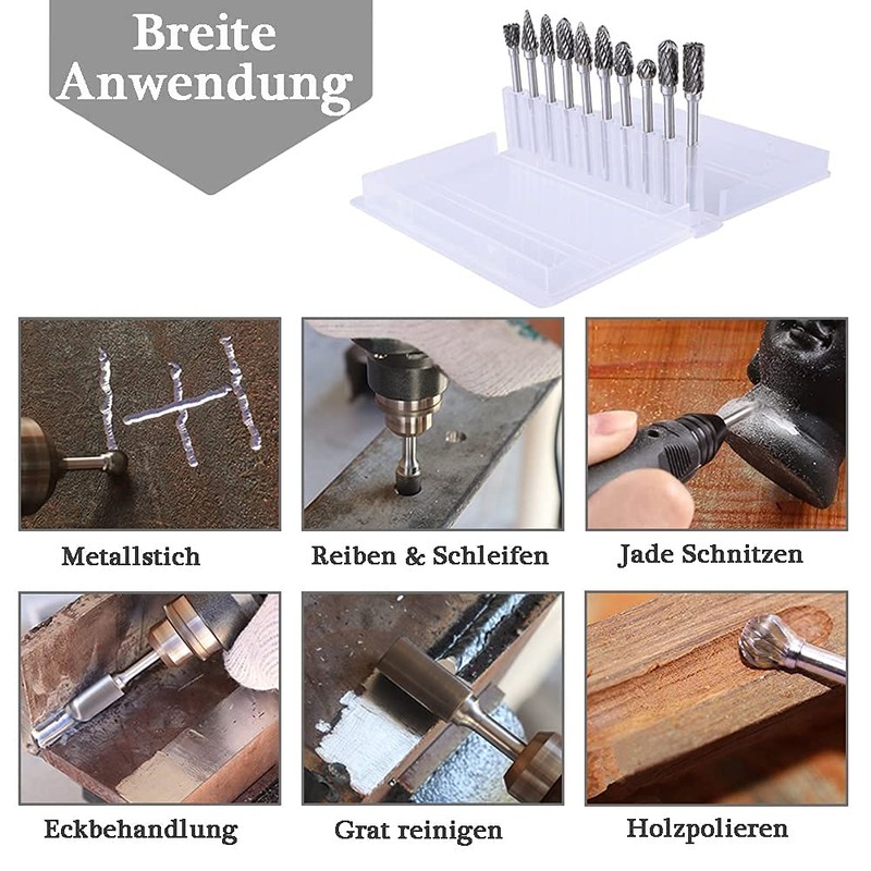 Mesee 10 Piece Carving Cutter Set, Carbide Burr Set, Rotary