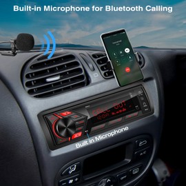 Bluetooth Car Stereo Marine Radio: Single Din LCD Display Audio System - Indash Multimedia MP3 Player with FM AM Receiver Dual USB SD AUX-in 2.1A Quick Charge APP Control
