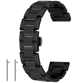 Kai Tian 20 mm Black Ceramic Watch Strap, Quick Release Watch, Quick Release Watch Strap, Folding Clasp, Bracelet for Men and Women
