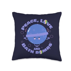 Peace, Love & Bath Bombs Kawaii Soap Meditating Throw Pillow