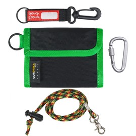 Rough Enough Kids Wallet for Boys Teen with Neck Laryard Keychain Key Ring Cordura Black