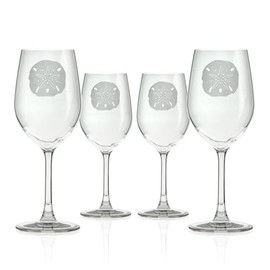 Rolf Glass Sand Dollar White Wine Glass | 12 ounce Stemmed Wine Glasses | Set of 4 | Lead-Free and Diamond-Wheel-Engraved Glass | Made in the USA