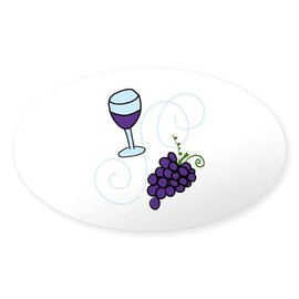 CafePress Wine Glass Sticker Oval Car Bumper Sticker