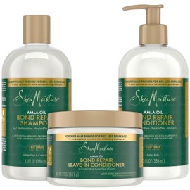 SheaMoisture Shampoo & Conditioner Set + Leave-In Conditioner, Amla Oil, Bond Repair Hair Treatment for Dry, Damaged Hair, Anti-Frizz Products for Curly Hair