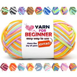 50g Rainbow Beginner Crochet Yarn for Crocheting and Knitting Multicolor Cotton Crochet Yarn for Beginners with Easy-to-See Stitches Cotton-Nylon Blend Easy Yarn for Beginners(Pastel Rainbow)