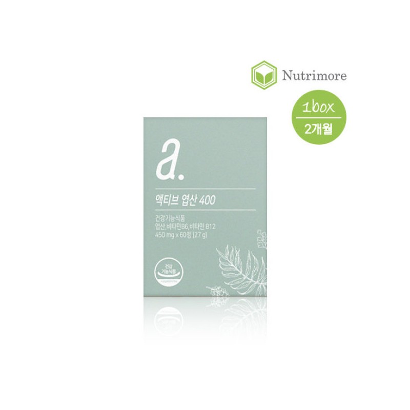 Nutrimore 뉴트리모어 액티브엽산 400 1통(2개월) 활 성엽산 임산부엽산 Nutrimore Active