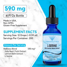 Absonutrix L-Serine Complex 500 mg - 4 Oz Liquid Large Bottle - 200 Servings per Bottle Made in USA All Natural