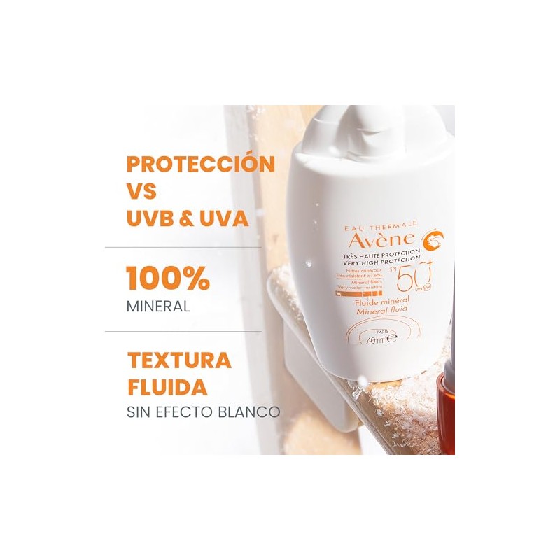 AVÈNE Fluido Mineral FPS50+ Protector Solar Rostro Piel Intolerante 40