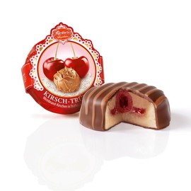 Reber Reber Kirsch Schokolade Pastete, Weinbrandkirschen in Trüffelfüllung auf Edelmarzipan, Umhüllt mit edler Zartbitter-Schokolade, 441g (9 Stück)
