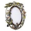 ChezMax Stylish Green Flower and Butterfly Pattern Ellipse Metal Photo