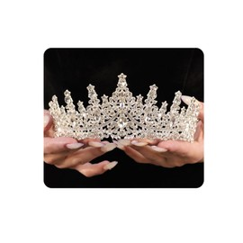 Yheahin Vintage Crystal Crown and Tiara for Women Bridal Wedding Rhinestone Tiara Princess Queen Crown Gothic Black Tiara Headpieces for Cosplay Costume Birthday Party (Silver)