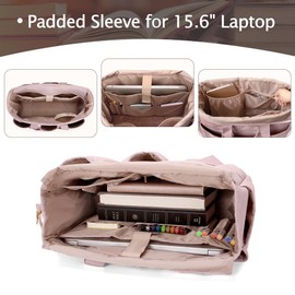 Fasrom Large Bible Cover for Women, Bible Case Study Tote Bag with Laptop Compartment for Church Accessories and Books, Pink (Empty Bag Only)