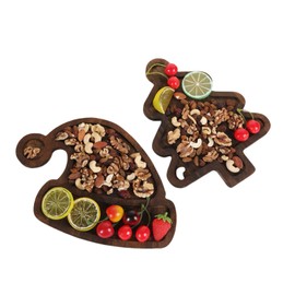 2 Pcs Wooden Christmas Tree Tray and Hat Tray Christmas Charcuterie Platter Cutting Board for Christmas Party Cheese Food Fruit