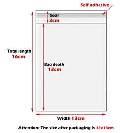 Zydiwo Pack of 300 Transparent Cellophane Bags Sticker Bag Small Plastic Bag OPP for Confetti Jewellery Gift Doll (13 x 16 cm)
