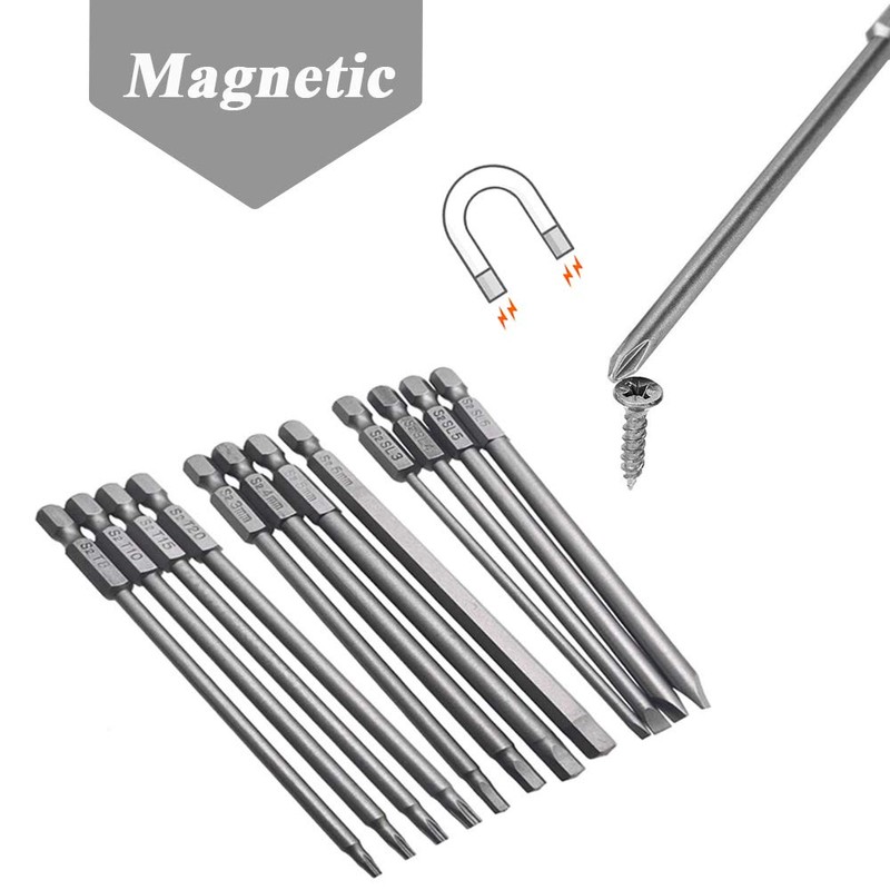 Mesee 16 Pieces 4 Inch Long Magnetic Screwdriver Bit Set,