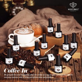 modelones Gel Nail Polish Set, 12 Colors Skin Tones Popular Neutral Color Gel Polish Set, Nude Brown Gel Nail Kit Classic Collection for Nail Art Salon DIY Gift for Women