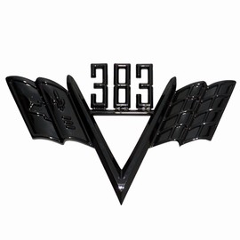 2Pc Custom 383 Cross Flag Fender Emblem Style Trim 3D Badge Universal Sticker Replacement for 1960s Che-vy (Matte Black)