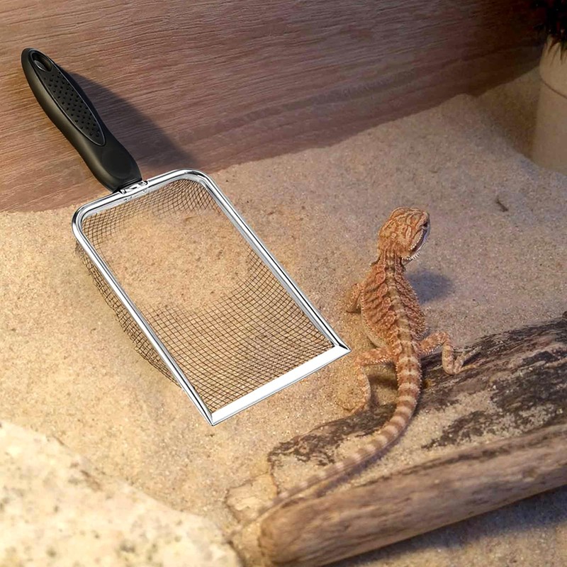 Qulkws Stainless Steel Mesh Litter Shovel, Fine Mesh Metal Reptile
