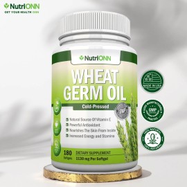 NutriONN Wheat Germ Oil - 100% Cold Pressed –  Skin & Hair Health - Powerful Antioxidant