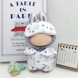 17cm Macaroon labufu Doll Clothes Good Night Bed Pajamas Set Clothes Pants and Eye mask Baby Cozy Little Home Gifts for People
