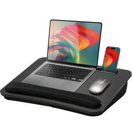HUANUO Lap Laptop Desk - Portable Lap Desk with Cushion, Fits up to 15.6 inch Laptop, with Anti-Slip Strip & Storage Function for Home Office Students Use as Computer Laptop Stand - Black, HNLD12B