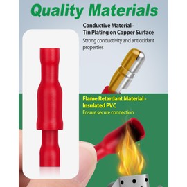 Bolatus Pack of 60 4-6 mm² Cable Lugs, Yellow Round Connectors and Round Receptacles Yellow Crimp Connectors Insulated Connectors for Car