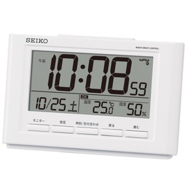 セイコー クロック 目覚まし時計 快適環境NAVI 電波 デジタル カレンダー 温度 湿度 表示 白 パール SQ777W SEIKO