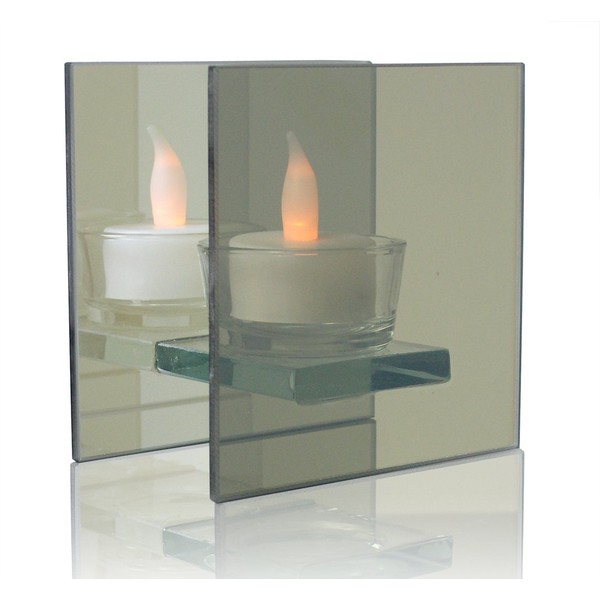 BANBERRY DESIGNS Infinity LED Tealight Candle Holder - Mirrored Glass Holder with Flameless Candle Gives The Illusion of Infinity - Party Everyday Seasonal