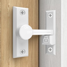 90/180 Degree Barn Door Lock, Small Flip Gate Latches Hardware, Door Security Sliding Door Latch Lock for Barn, Gate, Cabinet, Bathroom, Garden (White 1 Pack)