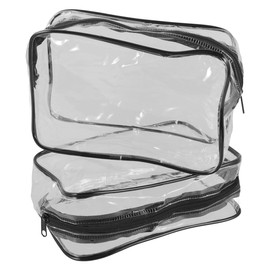TENDYCOCO 2pcs Clear Toiletry Bag Travel Essentials Pouch Bag Clear Makeup Travel Bag Transparent Cosmetic Bag Clear Pouch with Zipper Clear Cosmetic Pouch Transparent Pouch PVC Black, black