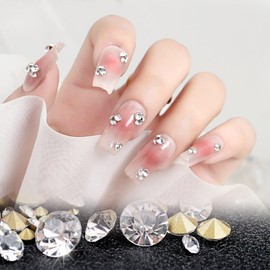 V Cut Rhinestone Set of 2 Clear Aurora Nail Stone Crystal Glitter Nail Parts Small Nail Art Jewelry Resin Decoration Parts 1.6mm 2mm 2.8mm 3mm 4.7mm