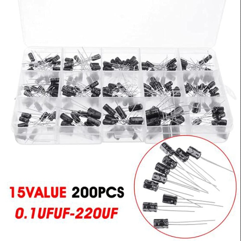 PENGLIN 200 PCS Electrolytic Capacitors Aluminum Electrolytic Capacitor Kit Electronic