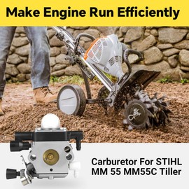 HUSWELL 4601 120 0600 MM 55 Carburetor Tune Up Kit for Stihl MM55 M55C Tiller Air Filter Parts Spark Plug Fuel Filter Fuel Line Primer Bulb Replace Zama C1Q-S202A, C1Q-S202