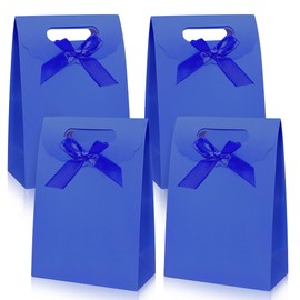 Patdefie Gift bags 4pcs Medium Size 7×4×10 inch Gift Bags with Handles For Party,Birthday,Favor,Weddings,Other Occasion (blue)