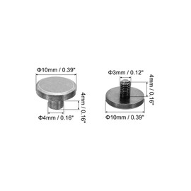 PATIKIL M4x4mm Chicago Screws, 25 Sets Brass Chicago Screw Slotted Binding Post Screw Rivets for Leather Belt Scrapbook Photo Albums, Black