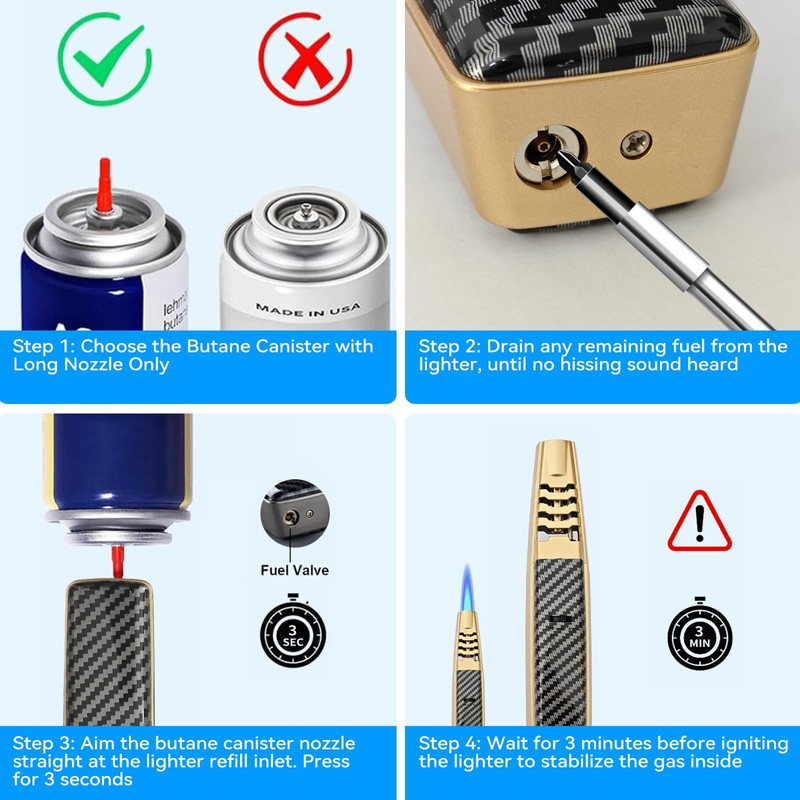 ZQMW Torch Lighter, Butane Lighter, Adjustable Big Jet Flame Butane